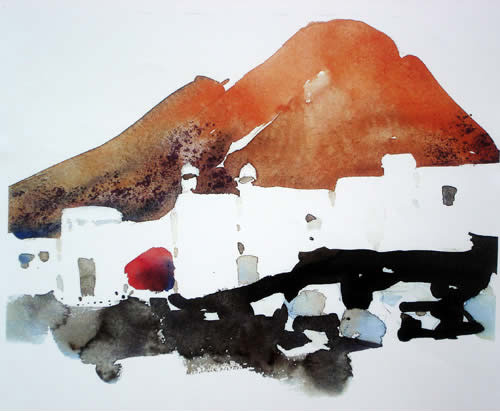 Aquarell-Lanzarote-Feuerberge